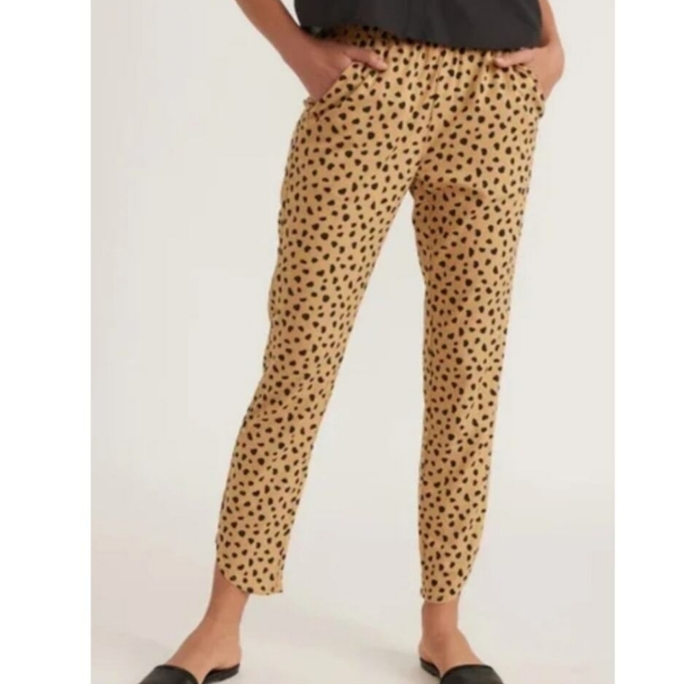 Marine Layer Allison Cheetah Print Pull On Pants Ankle Length With Pockets Large